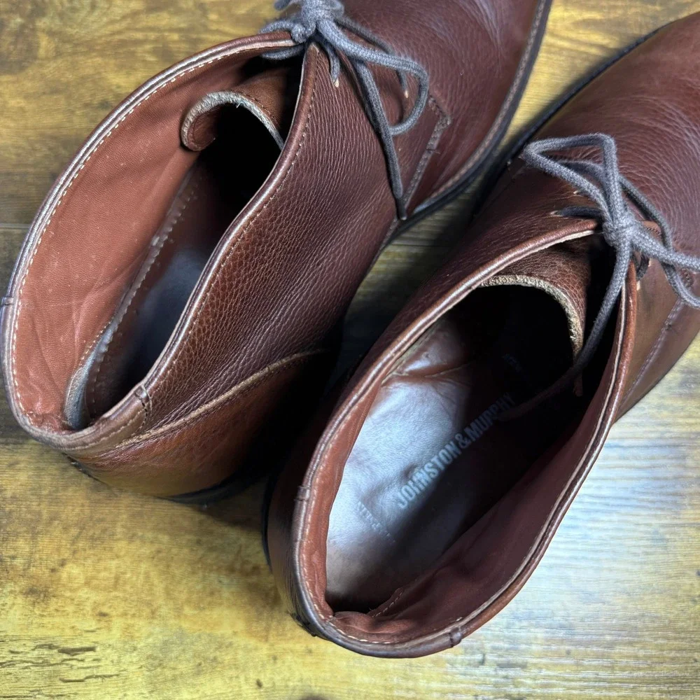 Johnston‎ & Murphy Copeland 25-1573 Brown Pebble Leather Chukka Boot Mens 12M
